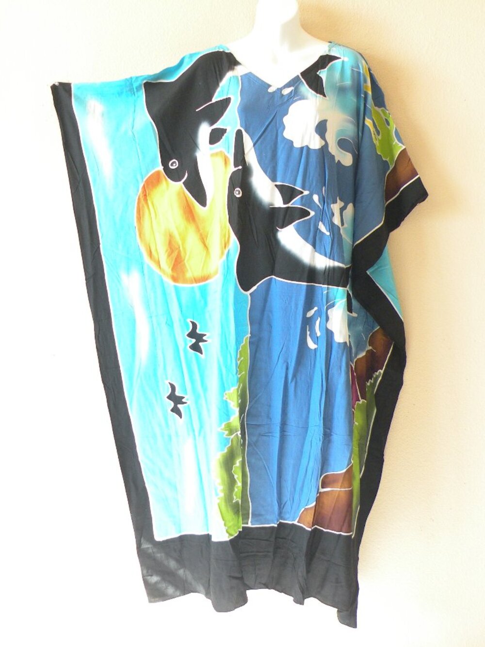 KD514 Dolphin Batik Batwing Hippie Caftan Dolman Women Abaya Maxi Dress Up to 5X